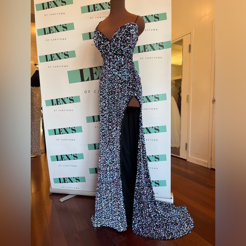 Abby Paris Elegant Iridescent Sequin Prom Dress